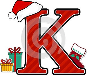 Capital letter k with christmas design elements photo