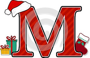 Capital letter m with christmas design elements photo