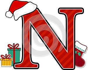 Capital letter n with christmas design elements photo