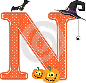 Capital letter n with halloween design elements