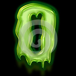 capital letter o of abstract alphabet with horror slime effect