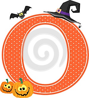 Capital letter o with halloween design elements