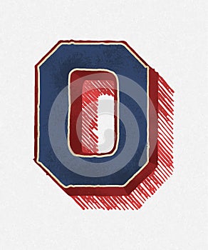 Capital letter O vintage typography style