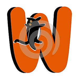 Capital Letter X,Orange Alphabet Clipart with Black Cat