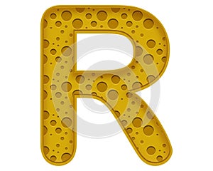 Capital letter R cheese symbol isolated on white background