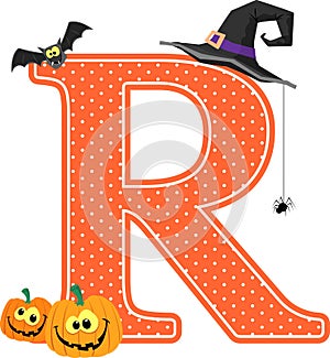 Capital letter r with halloween design elements