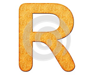 Capital letter R potato chips symbol isolated on white background