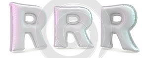 Capital letter R. Uppercase. Inflatable white balloon on background. 3D