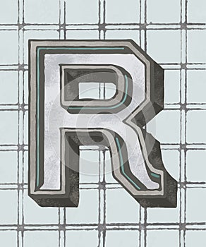Capital letter R vintage typography style