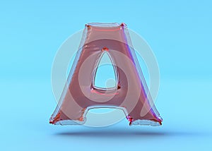 Capital letter A. Uppercase. Transparent balloon font. 3D illustration