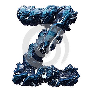 Capital letter Z made of ice isolated on white background. 3d
