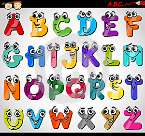 Capital letters alphabet cartoon illustration