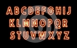 Capital letters Burning Outline with Solar Fire Effect