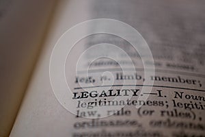 Closeup of the word legality photo