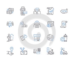 Capital line icons collection. Investment, Finances, Wealth, Assets, My, Equity, Markets vector and linear illustration