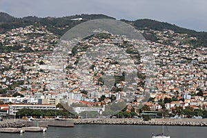 The capital of Madeira, Funchal, from the docked cruise ship Iona