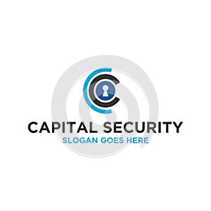 Capital Security C Letter Lock Logo Design Template