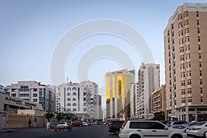 Capital of UAE, Abu Dhabi 12 April 2021 - City of United Arab Emirates at dusk