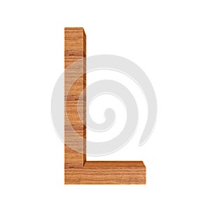 Capital wooden letter L, isolated over white background