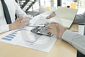 The capitalist company is checking the company`s financial account to prepare for approval of the money.