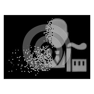 White Fragmented Pixel Halftone Capitalist Oligarch Icon photo