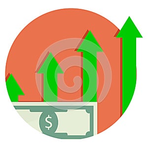 Capitalization is financial growth. Capital Icon