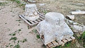 Capitals architecture elements from Heraclea Sintica ancient town