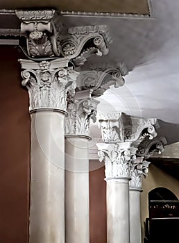 Capitals of columns in the opera house in the style of the Corinthian order