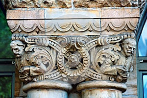 Capitals of columns and pilasters of buildings of eclectic architecture