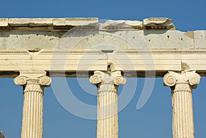 Capitals greek on Acropolis photo