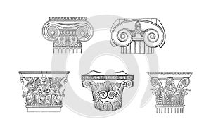 Capitals from monuments | Antique Architectural Illustrations