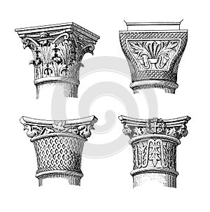 Capitals from Ravenna | Antique Architectural Illustrations