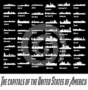 The Capitals of the United States of America (48 city silhouette)