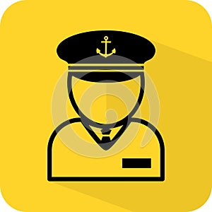 Capitan sign. Navel officer. Sailor. Shipmaster. Helmsman. Port master. Harbormaster. Faceless avatar icon.