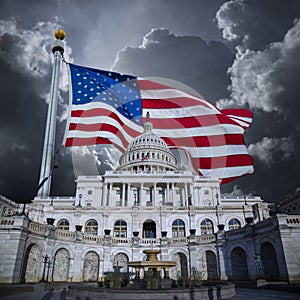 Capitol Building with american flag