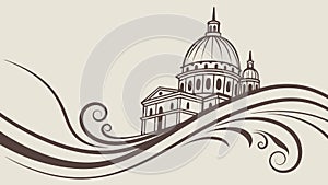 Capitol Building Dome with Abstract Waves, vector design Generative AI