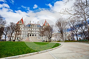 Capitol building from East Park panorama Albany NY