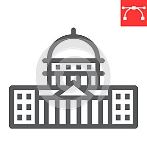 Capitol Building line icon, USA and congress, washington capitol sign vector graphics, editable stroke linear icon, eps