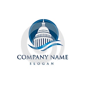 Capitol building logo. Government icon. Premium design.