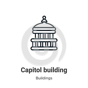 Capitol building outline vector icon. Thin line black capitol building icon, flat vector simple element illustration from editable
