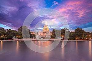 Capitol building sunset congress of USA