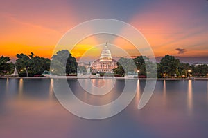 Capitol building sunset congress of USA