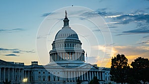 Capitol building in Washington DC. Historic Capitol embodies democratic values. Capitols dome is a masterpiece