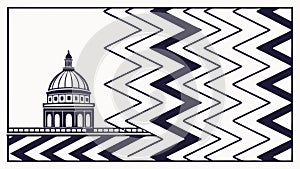 Capitol Building with Zigzag Pattern, Abstract Architectural Design, vector design Generative AI