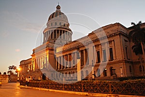 Capitol of Havana and palm trees Cuba.