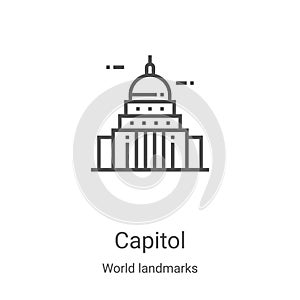 capitol icon vector from world landmarks collection. Thin line capitol outline icon vector illustration. Linear symbol for use on