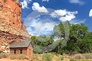 Historic Fruita Schoolhouse along Fremont River Oasis, Capitol Reef National Park, Utah photo