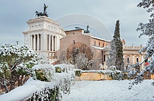 Capitoline Hill in Rome with snow