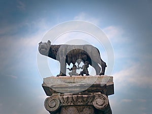 Capitoline Wolf feeding Romulus and Remus, Rome, Italy