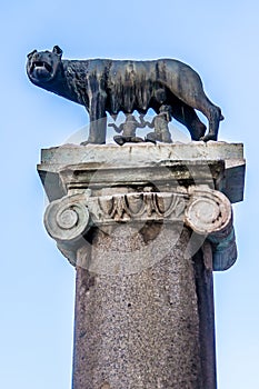 The Capitoline Wolf: Statue of the she-wolf suckling Romulus and